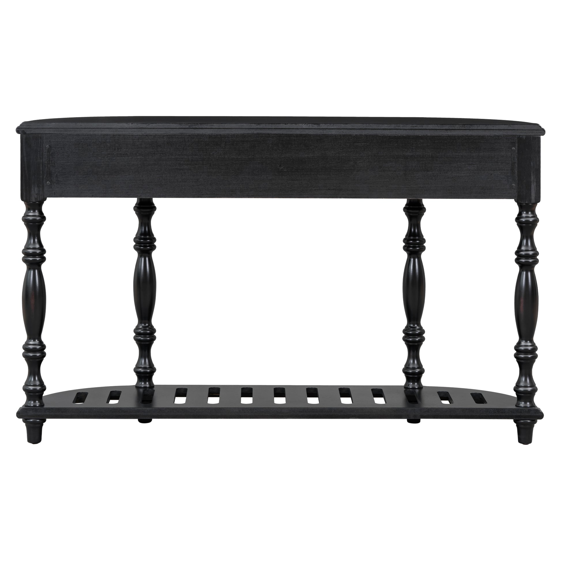 52''Modern And Contemporary Curved Console Table Sofa Table Entryway Table For Hallway Living Room With 4 Drawers And 1 Shelf Black Mdf