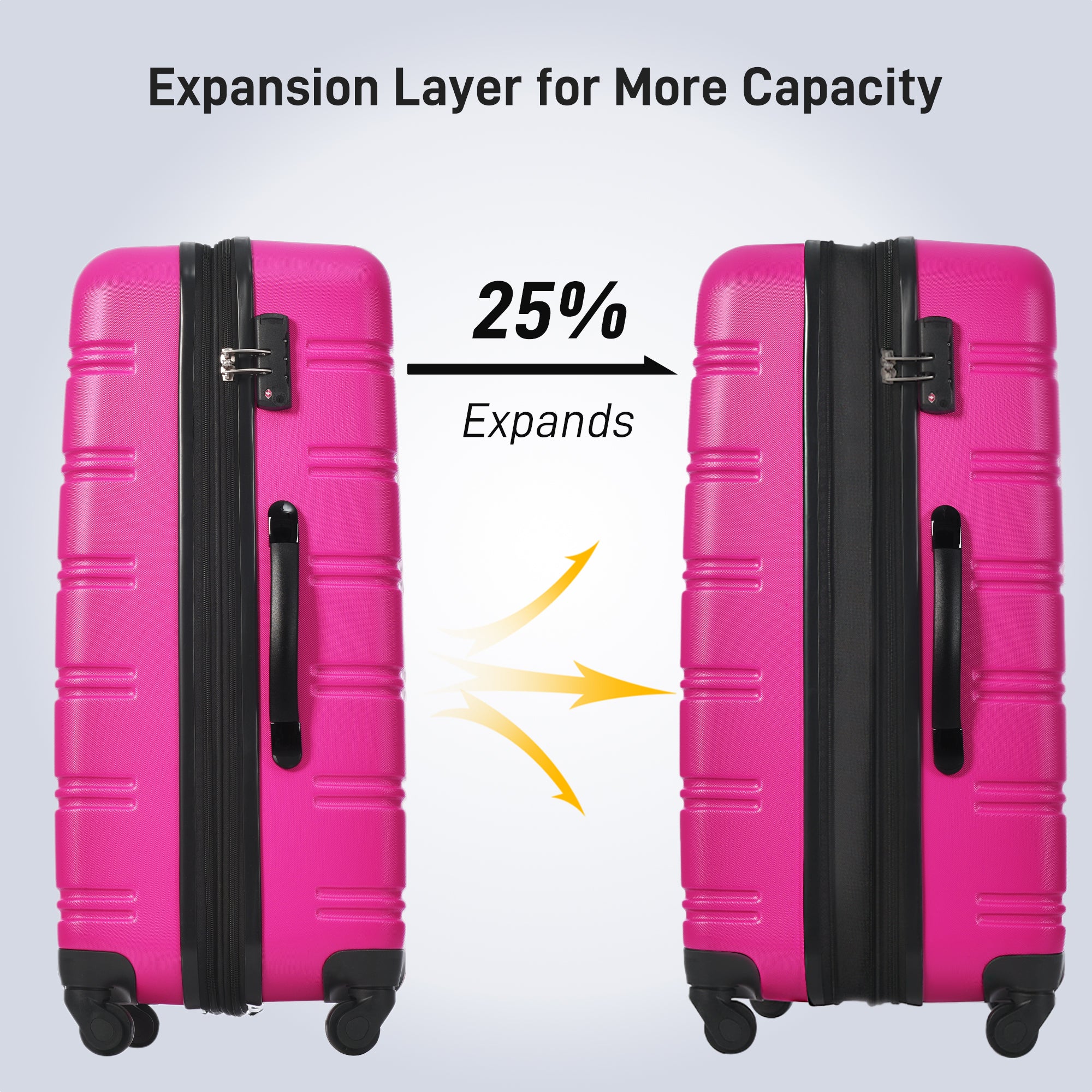 Hardshell Luggage Sets 2Pcs bag Spinner Suitcase with pink-abs