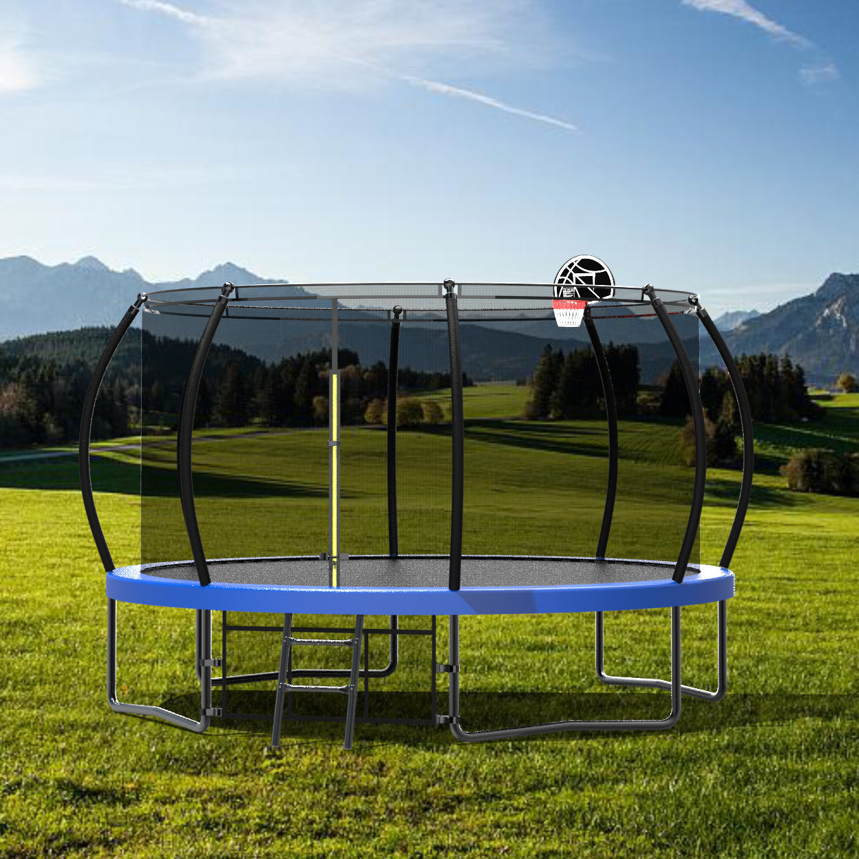 big trampoline 12FT Blue green-steel
