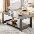 A Modern And Practical Gray Textured Coffee Table,Tea Table.Double Layered Coffee Table Made Of Mdf Material,. Suitable For Living Room,Bedroom And Study Room. 43.3