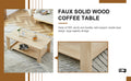 A Modern And Practical Log Colored Textured Coffee Table,Tea Table. The Double Layer Coffee Table Is Made Of Mdf Material. Suitable For Living Room 43.3