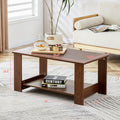 Modern Minimalist Walnut Colored Double Layered Rectangular Coffee Table ,Tea Table.Mdf Material Is More Durable,Suitable For Living Room, Bedroom, And Study Room.19.6