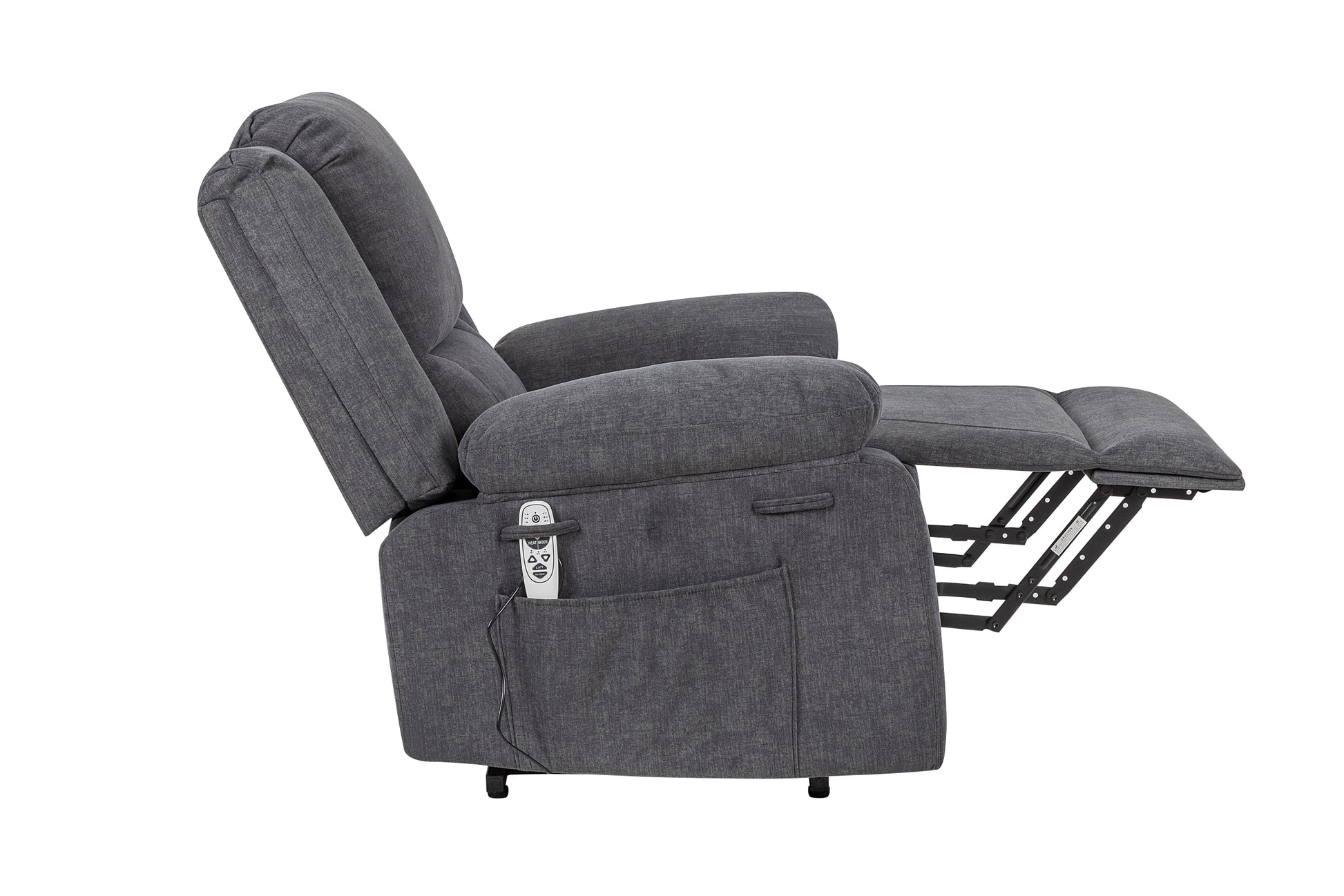 Electric Power Recliner Chair With Massage For Elderly ,Remote Control Multi Function Lifting, Timing, Cushion Heating Chair With Side Pocket Dark Grey Dark Grey Power Remote Metal Primary Living Space Soft American Design Pillow Top Arms Cat Scratch