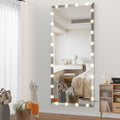 Hollywood Full Length Mirror With Lights Oversized Full Body Vanity Mirror With 3 Color Modes Lighted Large Standing Floor Mirror For Dressing Room Bedroom Hotel Touch Control,Silver,72X32 Inch Silver Aluminium