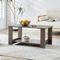 Modern Minimalist Gray Wood Grain Double Layered Rectangular Coffee Table,Tea Table.Mdf Material Is More Durable,Suitable For Living Room, Bedroom, And Study Room.19.6