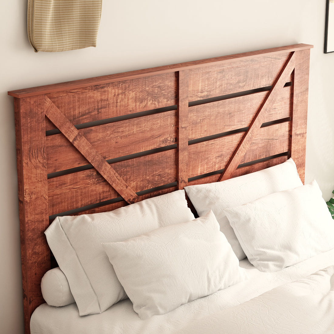 Queen Bed Frame Headboard , Wood Platform Bed Frame box spring not required-queen-dark