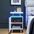 Led Nightstand Led Bedside Table End Tables Living Room With 4 Acrylic Columns, Bedside Table With Drawers For Bedroom White White White 2 Drawers Bedroom With Legs American Design,American Traditional,Casual,Classic,Modern Oak Storage Walnut Acrylic