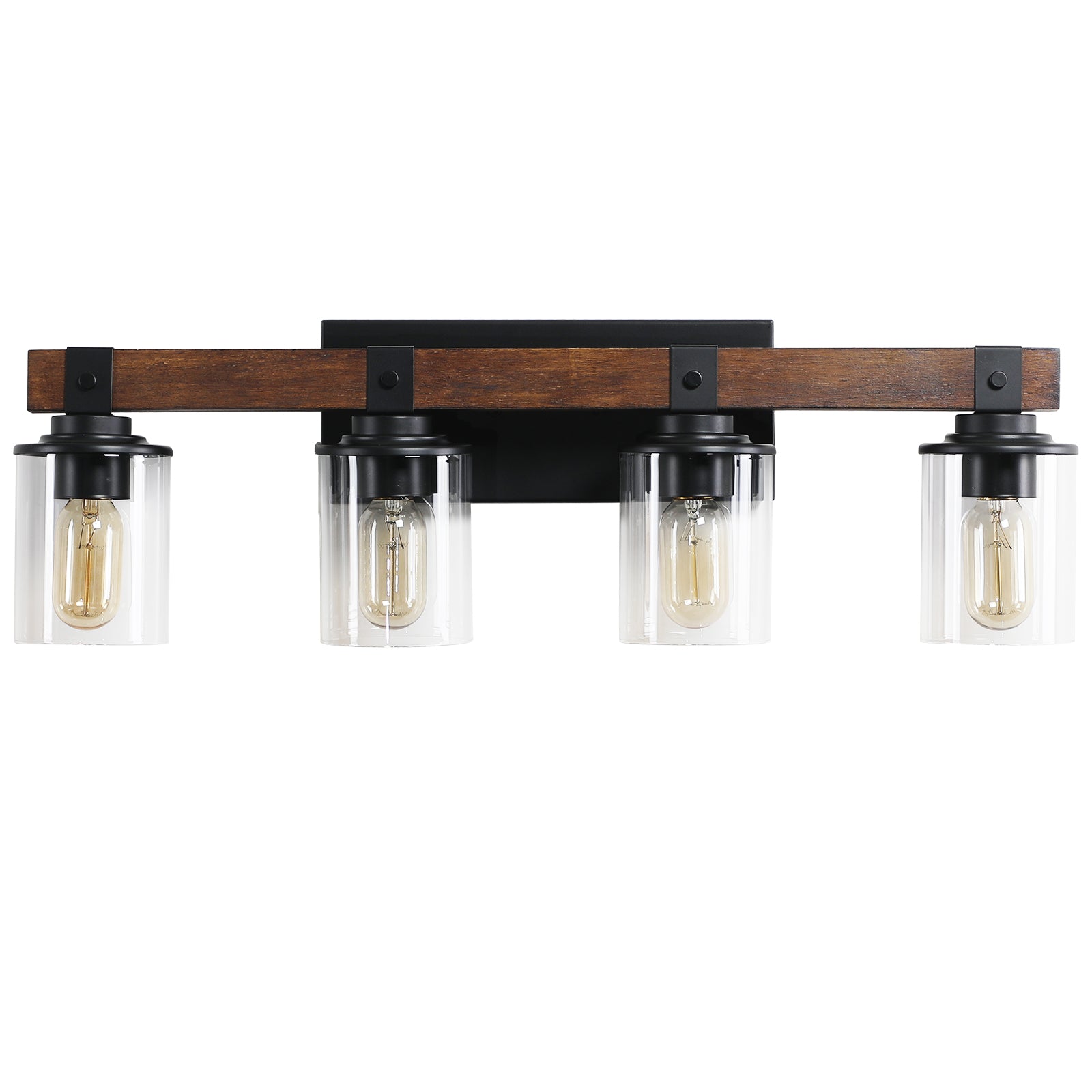 Same As W1340119957 L1016 4 Lights Farmhouse Vanity Lights Fixture Rustic Bathroom Light Fixture Bathroom Sconce No Bulbs Walnut Black Modern Glass Iron