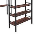 Twin Size Loft Metal Bed With 3 Layers Of Shelves And Desk, Stylish Metal Frame Bed With Whiteboard, Black Black Metal