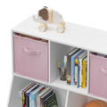 Kids Bookcase With Collapsible Fabric Drawers, Children'S Toy Storage Cabinet For Playroom, Bedroom, Nursery, School, White Pink White Pink Mdf