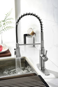 Pull Down Single Handle Spring Kitchen Faucet Brushed Nickel Stainless Steel