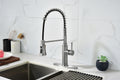 Pull Down Single Handle Spring Kitchen Faucet Brushed Nickel Stainless Steel