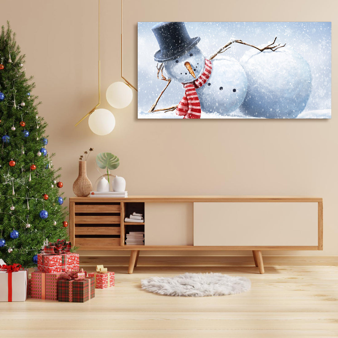 Framed Canvas Wall Art Decor Painting For Chrismas, Cute Lying Snowman Painting For Chrismas Gift, Decoration For Chrismas Eve Office Living Room, Bedroom Decor Ready To Hang Rectangle Framed Multicolor Christmas Medium 25In 32In Canvas Cultures And