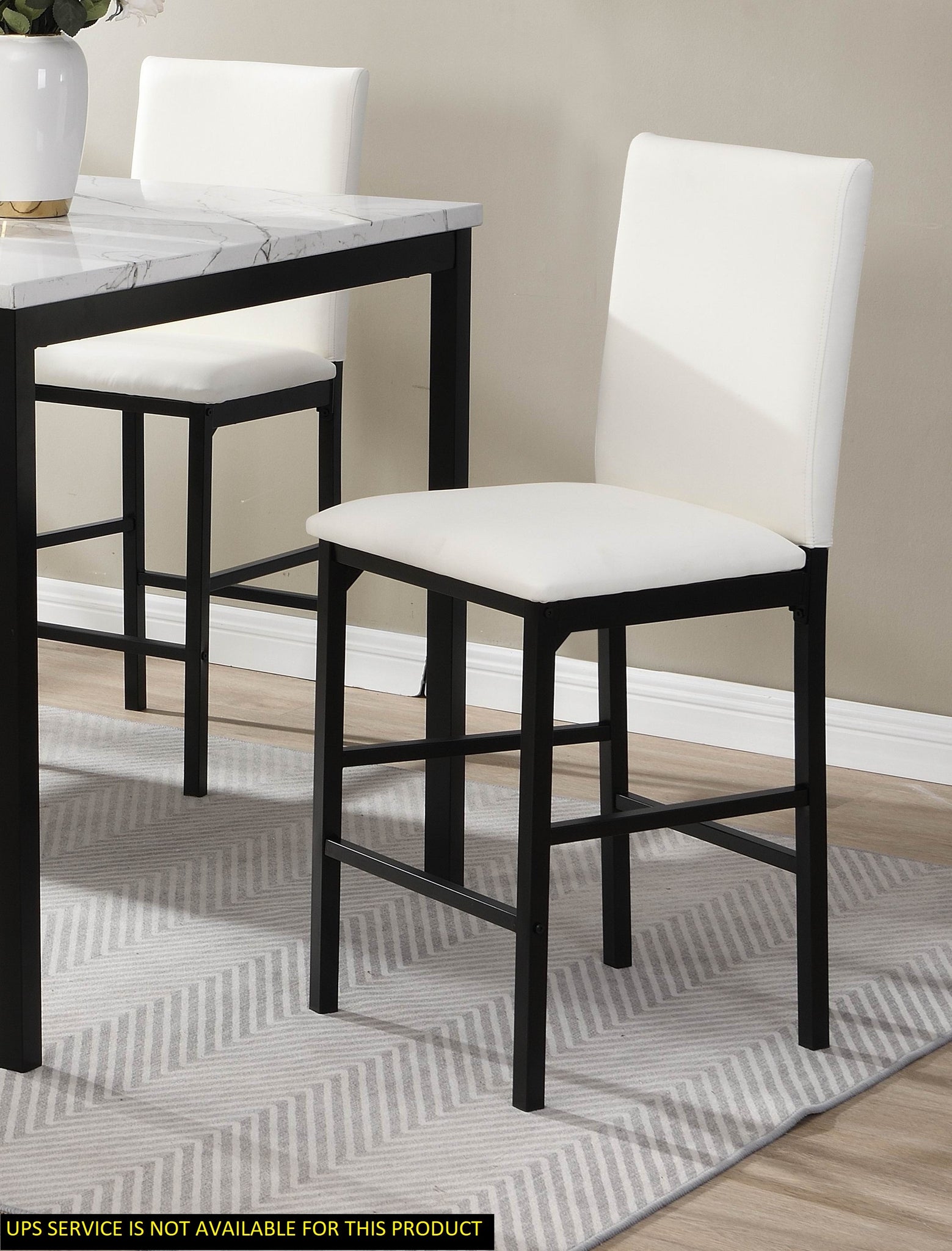 White Counter Height Chairs 4pc Set Black Metal Frame white-dining room-casual-transitional-metal