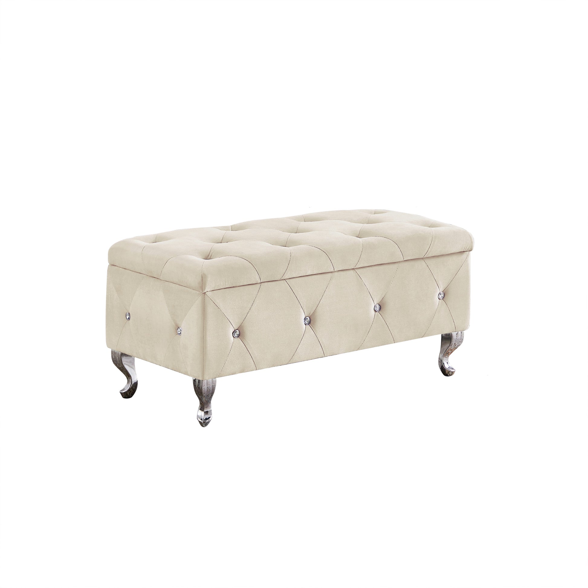Storage Bench, Flip Top Entryway Bench Seat With Safety Hinge, Storage Chest With Padded Seat, Bed End Stool For Hallway Living Room Bedroom, Supports 250 Lb, Creamy White Velet Cushioned Creamy White Brown Velvet Primary Living Space Black Modern