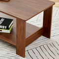 Modern Minimalist Walnut Colored Double Layered Rectangular Coffee Table ,Tea Table.Mdf Material Is More Durable,Suitable For Living Room, Bedroom, And Study Room.19.6