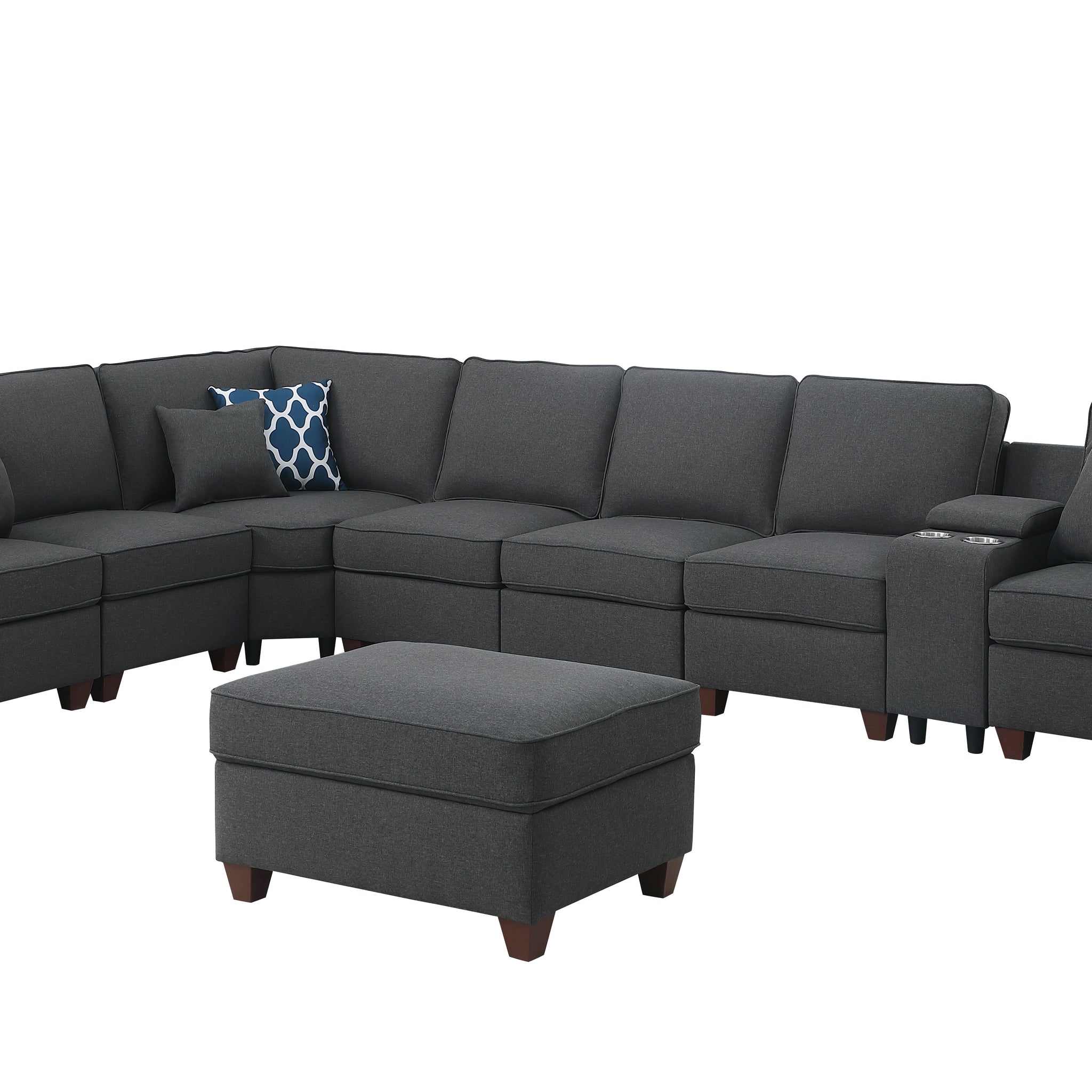 Hannah Sectional Sofa With Ottoman Dark Gray Foam Linen