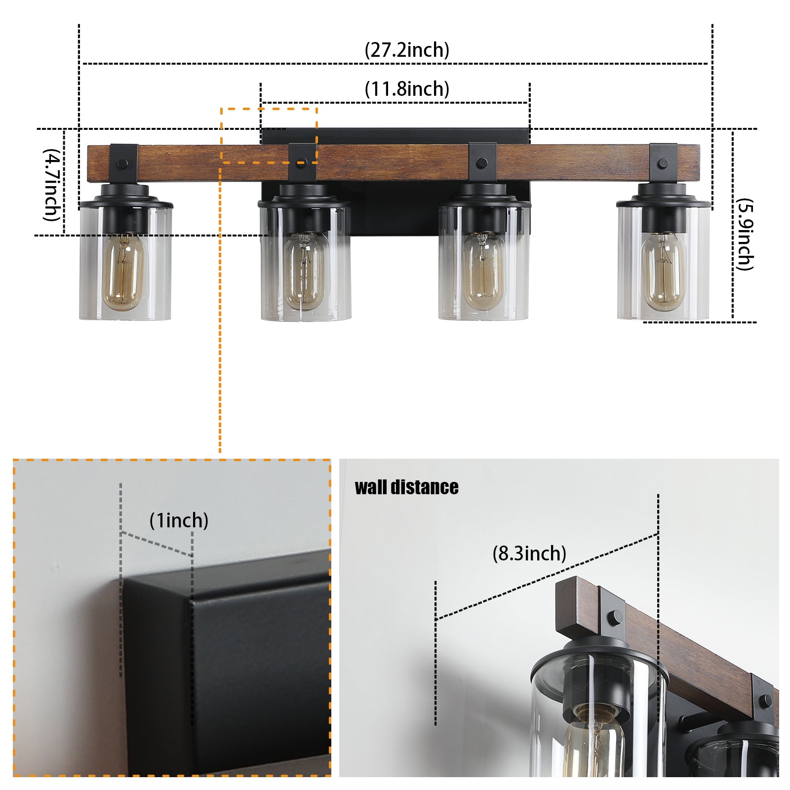 Sku :W1340P206656 Walnut Black Modern Glass Iron