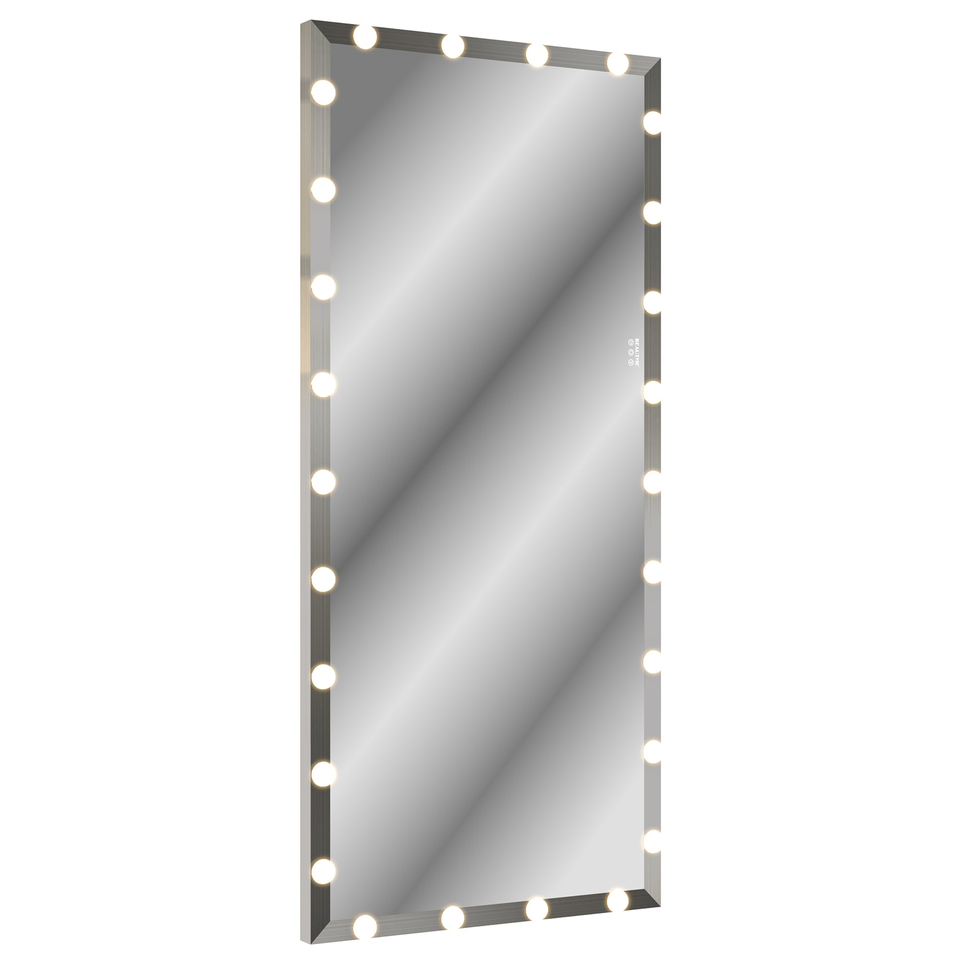Hollywood Full Length Mirror With Lights Oversized Full Body Vanity Mirror With 3 Color Modes Lighted Large Standing Floor Mirror For Dressing Room Bedroom Hotel Touch Control,Silver,72X32 Inch Silver Aluminium