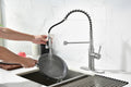 Pull Down Single Handle Spring Kitchen Faucet Brushed Nickel Stainless Steel