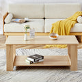 A Modern And Practical Log Colored Textured Coffee Table,Tea Table. The Double Layer Coffee Table Is Made Of Mdf Material. Suitable For Living Room 43.3