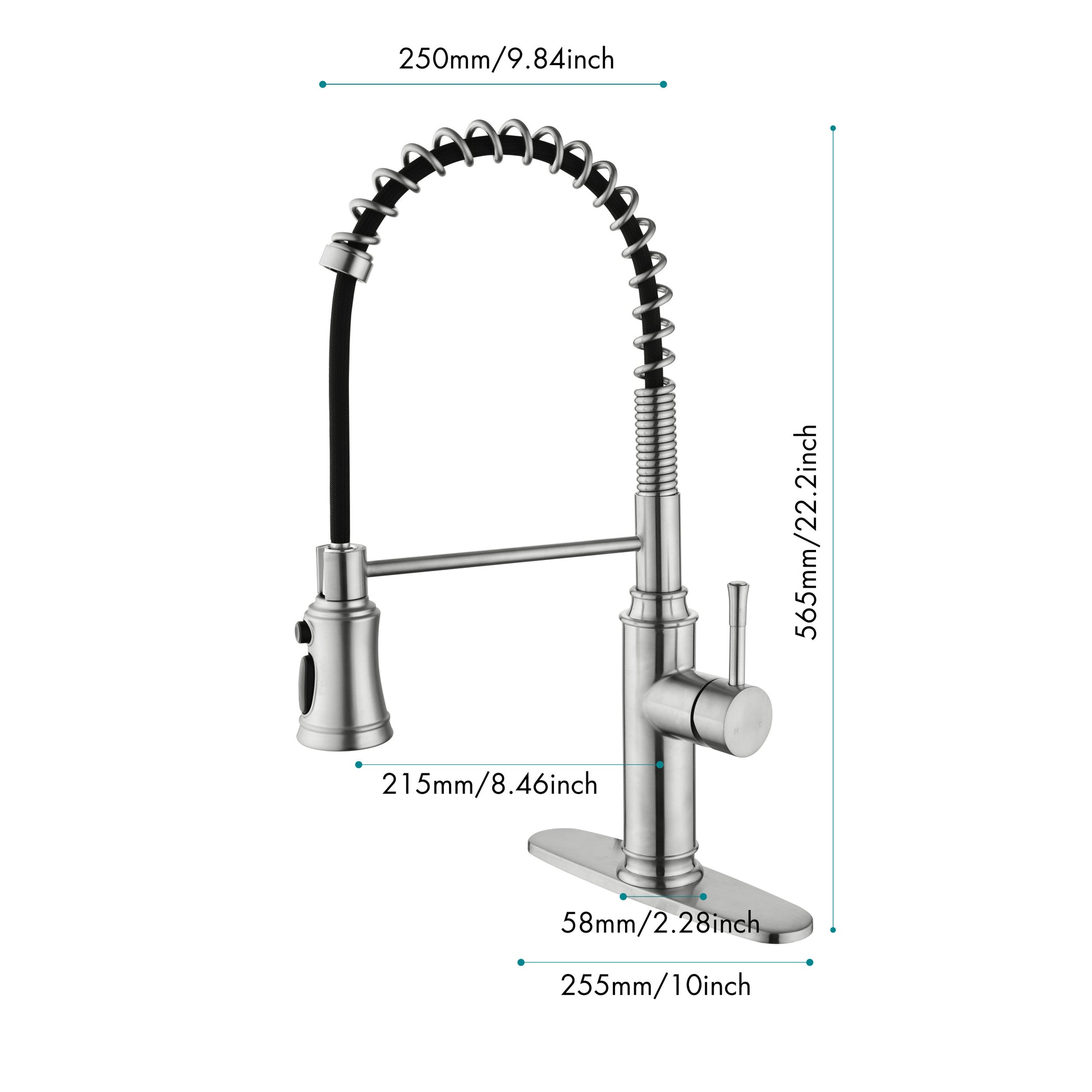 Pull Down Single Handle Spring Kitchen Faucet Brushed Nickel Stainless Steel