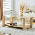 A Modern And Practical Log Colored Textured Coffee Table,Tea Table. The Double Layer Coffee Table Is Made Of Mdf Material. Suitable For Living Room 43.3