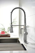 Pull Down Single Handle Spring Kitchen Faucet Brushed Nickel Stainless Steel