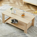 A Modern And Practical Log Colored Textured Coffee Table,Tea Table. The Double Layer Coffee Table Is Made Of Mdf Material. Suitable For Living Room 43.3