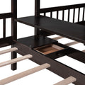 Full Over Twin Twin Bunk Bed With Shelves, Wardrobe And Mirror, Espresso Espresso Solid Wood Mdf