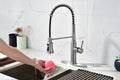 Pull Down Single Handle Spring Kitchen Faucet Brushed Nickel Stainless Steel