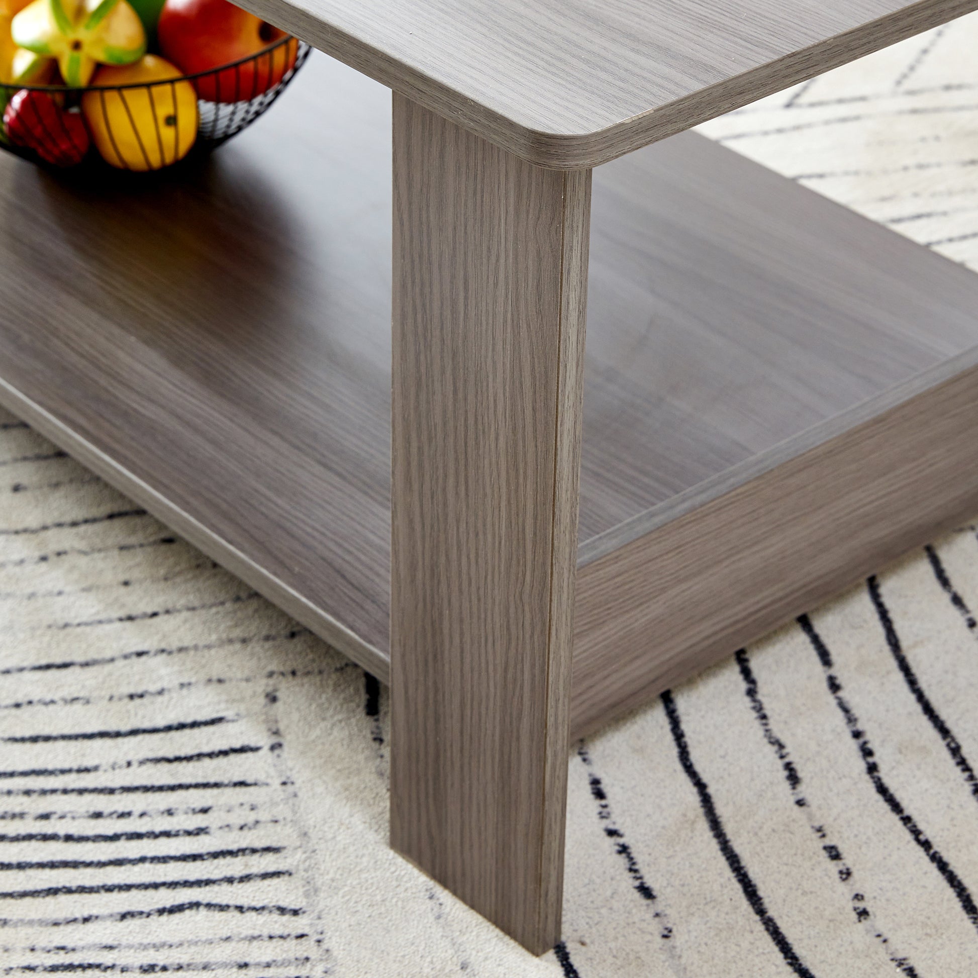 A Modern And Practical Gray Textured Coffee Table,Tea Table.Double Layered Coffee Table Made Of Mdf Material,. Suitable For Living Room,Bedroom And Study Room. 43.3"*21.6"*16.5"Ct 16 Grey Mdf