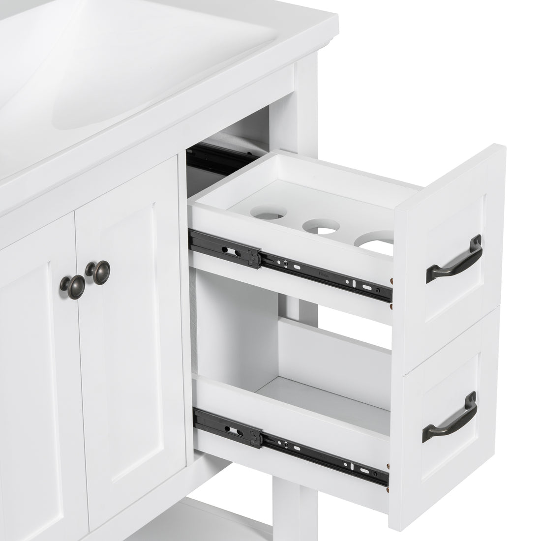 30" Bathroom Vanity without Sink Top, Cabinet Base white-solid wood+mdf