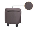 Jst Home Decor Upholstered Round Fabric Tufted Footrest Ottoman, Ottoman With Storage For Living Room & Bedroom, Decorative Home Furniture, Brown Brown Carbon Fiber