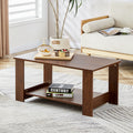 Modern Minimalist Walnut Colored Double Layered Rectangular Coffee Table ,Tea Table.Mdf Material Is More Durable,Suitable For Living Room, Bedroom, And Study Room.19.6