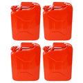 20 Liter 5 Gallon Jerry Fuel Can With Flexible Spout, Portable Jerry Cans Fuel Tank Steel Fuel Can, Fuels Gasoline Cars, Trucks, Equipment,Red 4Pcs Set Red Steel
