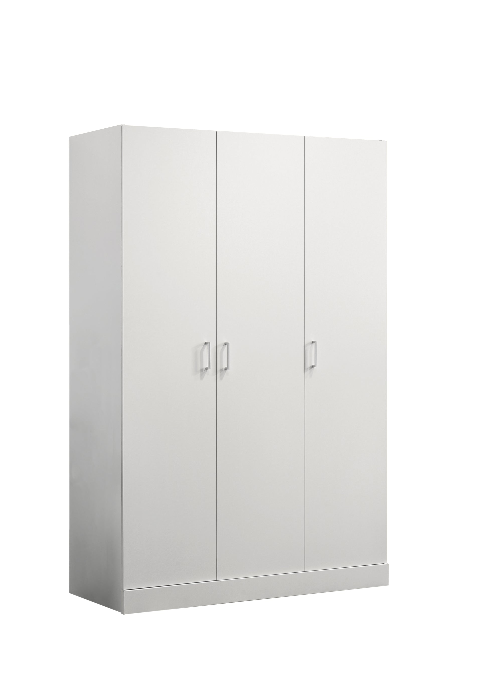 Declan 46" White 3 Door Wardrobe Cabinet Armoire With Storage Shelves And Hanging Rod White Wood