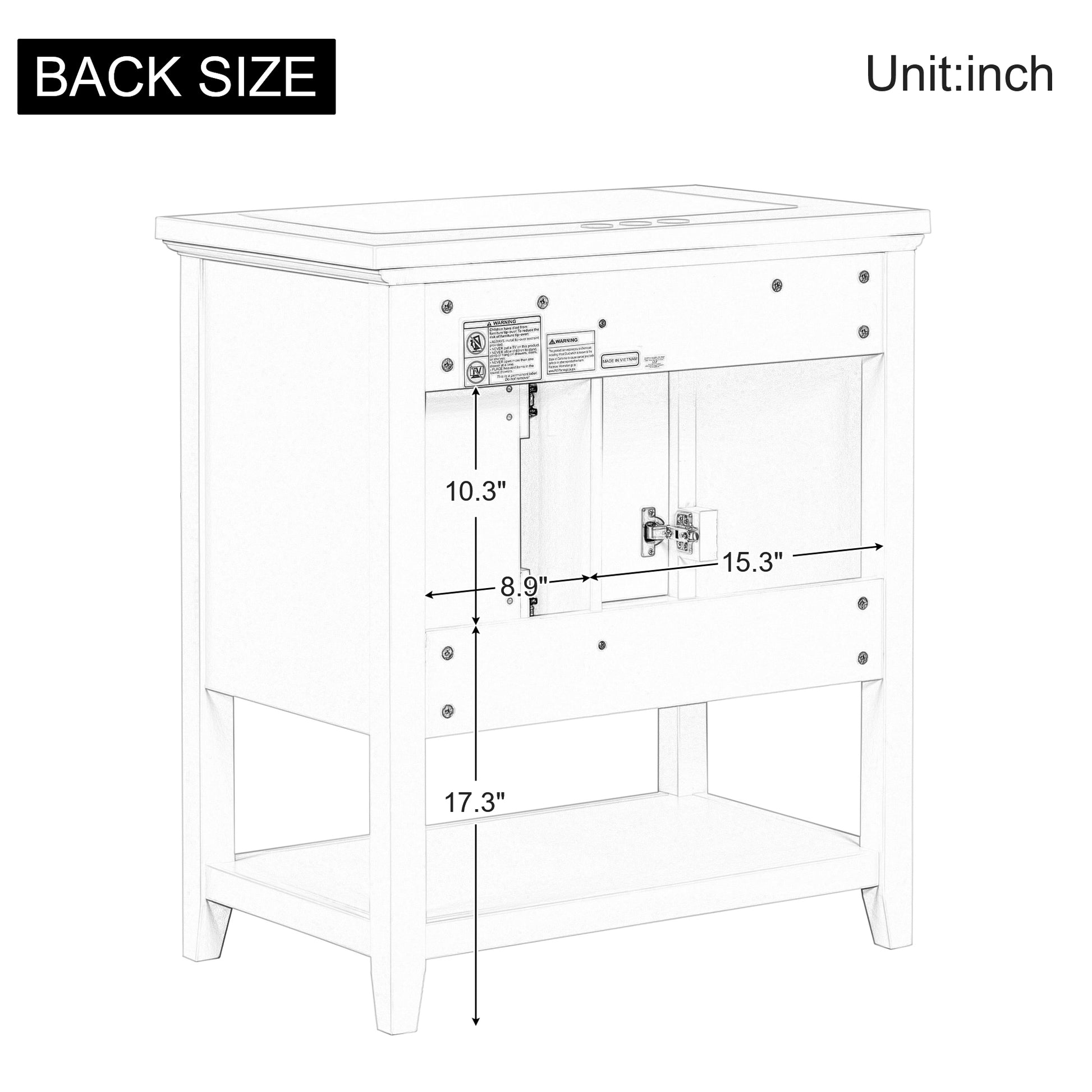 30" Bathroom Vanity Without Sink Top, Cabinet Base Only, Vanity With Multi Functional Drawer, White White Solid Wood Mdf