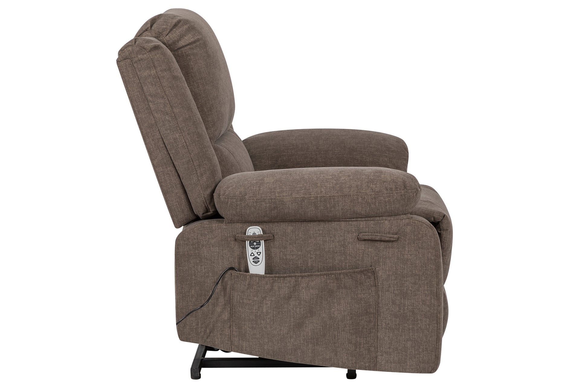Electric Power Recliner Chair With Massage For Elderly ,Remote Control Multi Function Lifting, Timing, Cushion Heating Chair With Side Pocket Brown Brown Power Remote Metal Primary Living Space American Design Cat Scratch Fabric