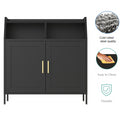 Metal Buffet Sideboard Cabinet With Storage,Storage Cabinet Modern Sideboard Buffet Table With Doors For Living Room Kitchen Dining Room,Black Black Steel