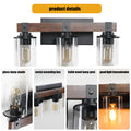 Same As W1340P206654 L001004 W3H 3 Lights Farmhouse Vanity Lights Fixture Rustic Bathroom Light Fixture Bathroom Sconce No Bulbs Walnut Black Modern Glass Iron