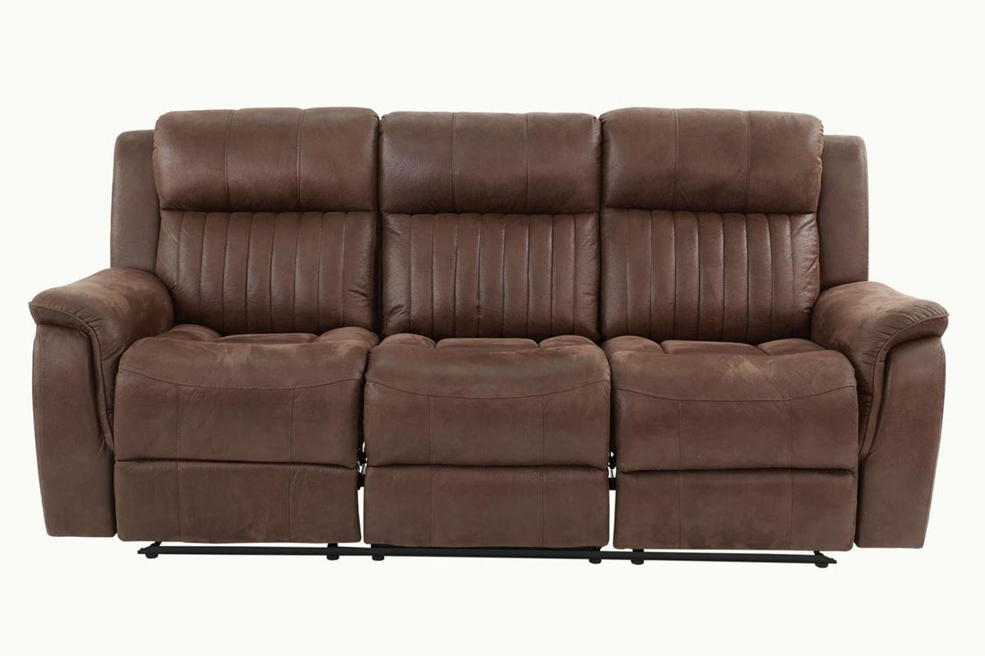 Contemporary Manual Motion Sofa 1Pc Couch Living Room Furniture Dark Coffee Coffee Faux Leather Metal Primary Living Space Cushion Back Contemporary Pillow Top Arms Faux Leather 3 Seat