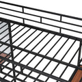 Twin Size Loft Metal Bed With 3 Layers Of Shelves And Desk, Stylish Metal Frame Bed With Whiteboard, Black Black Metal