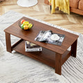 Modern And Practical Walnut Textured Coffee Tablestea Tables. The Double Layered Coffee Table Is Made Of Mdf Material. Suitable For Living Room 43.3