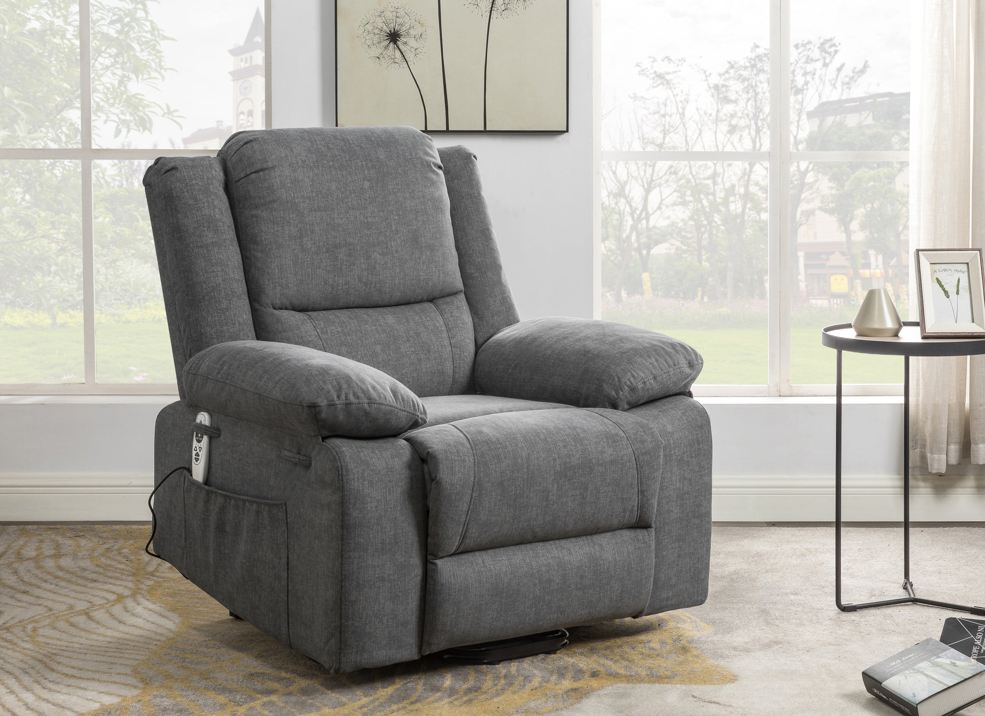 Electric Power Recliner Chair With Massage For Elderly ,Remote Control Multi Function Lifting, Timing, Cushion Heating Chair With Side Pocket Dark Grey Dark Grey Power Remote Metal Primary Living Space Soft American Design Pillow Top Arms Cat Scratch