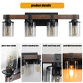 Same As W1340119957 L1016 4 Lights Farmhouse Vanity Lights Fixture Rustic Bathroom Light Fixture Bathroom Sconce No Bulbs Walnut Black Modern Glass Iron