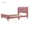 Full Size Upholstered Platform Bed, Velvet, Pink Pink Upholstered