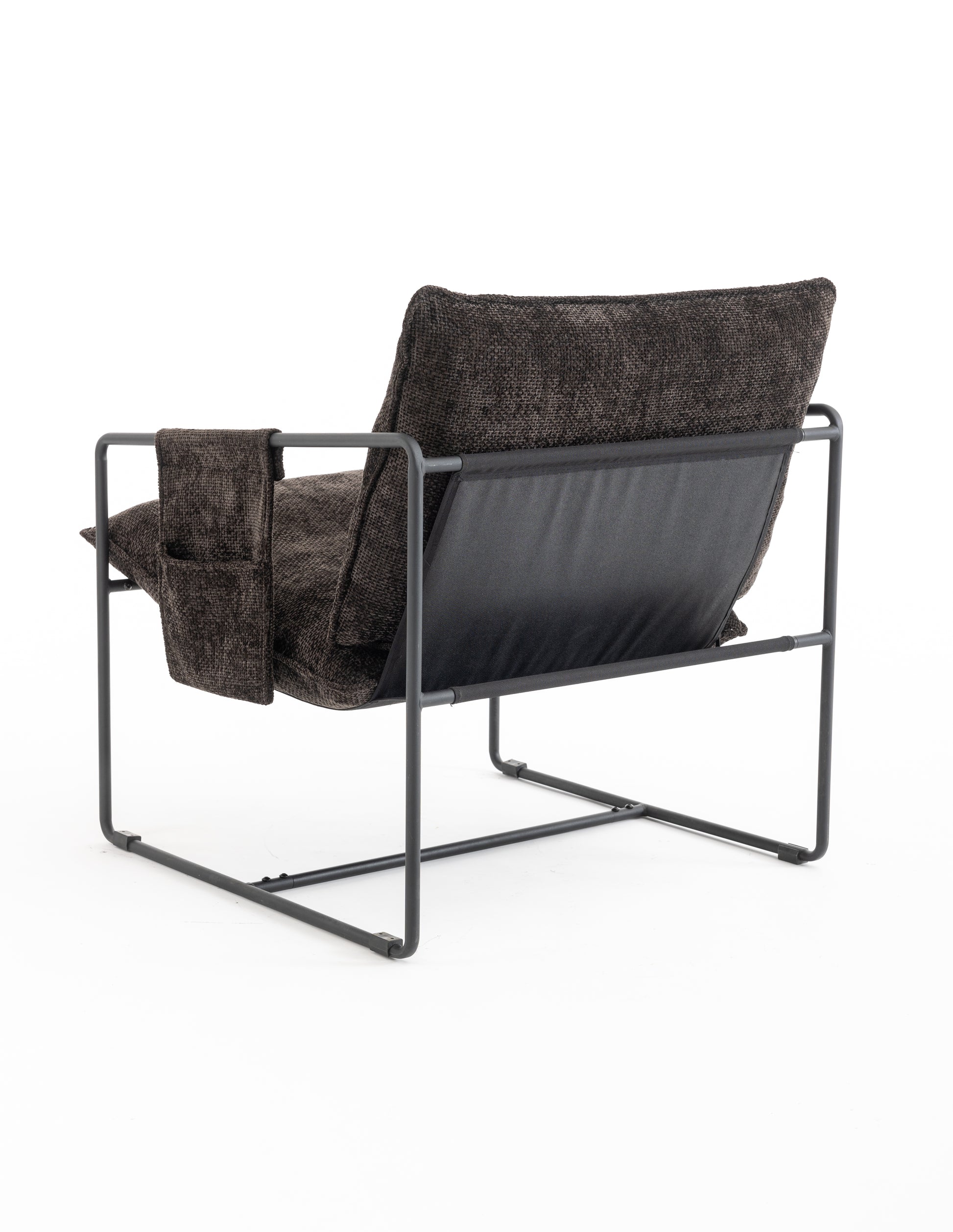 2 Chairs In 1 Box, Upholstered Hanging Armchair With Arm Pocket Metal Frame, Crushed Foam Cushions And Skin Friendly Braid For Living Room And Bedroom. Dark Gray Dark Grey Metal