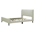 Queen Size Upholstered Platform Bed, Velvet, Beige Beige Upholstered