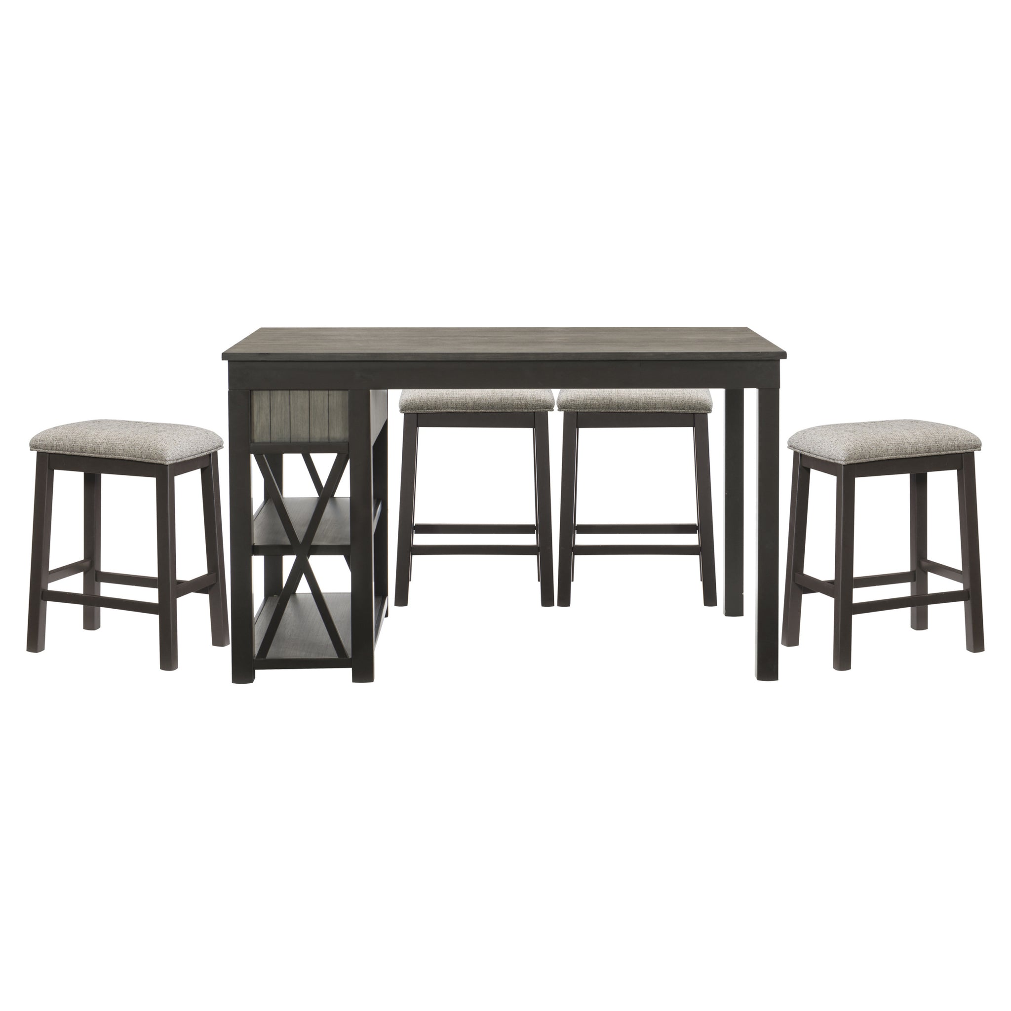 Casual Style Counter Height Dining 5pc Set Gray Finish gray-seats 4-dining